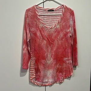 Salmon geometric/tropical printed long sleeve top/tunic